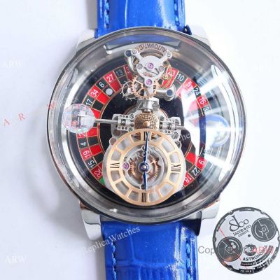 Copy Jacob & Co. Astronomia Quartz Blue Leather Strap Watches